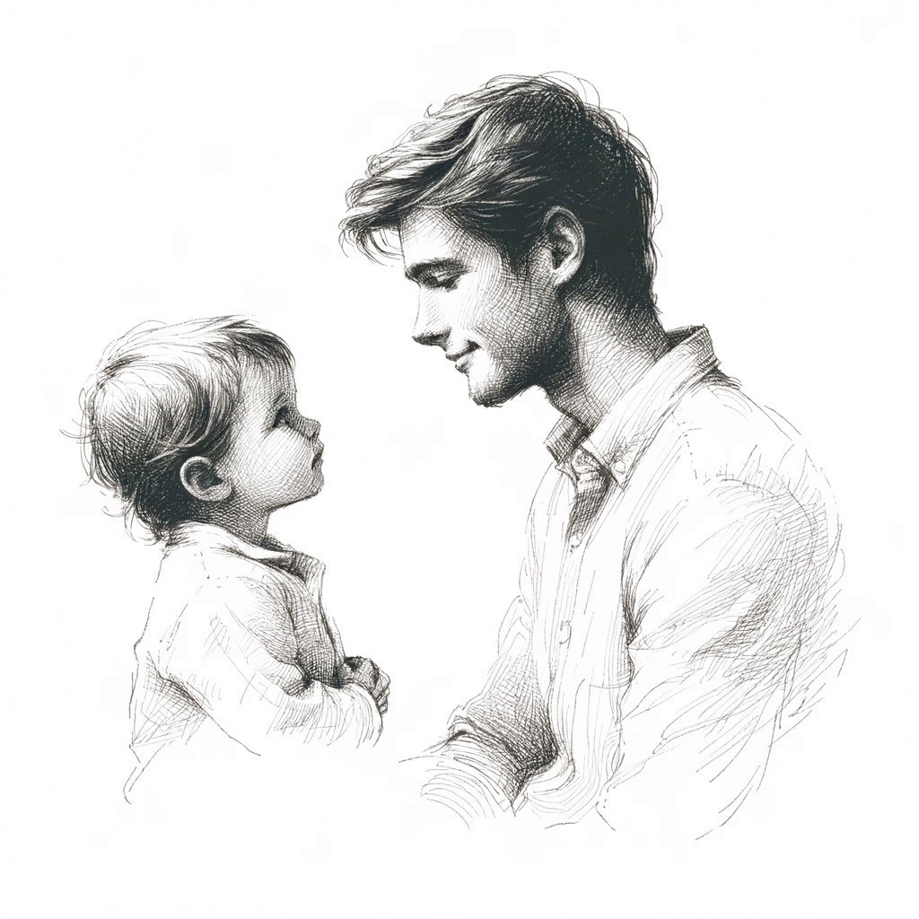 Baby mit Vater sketch